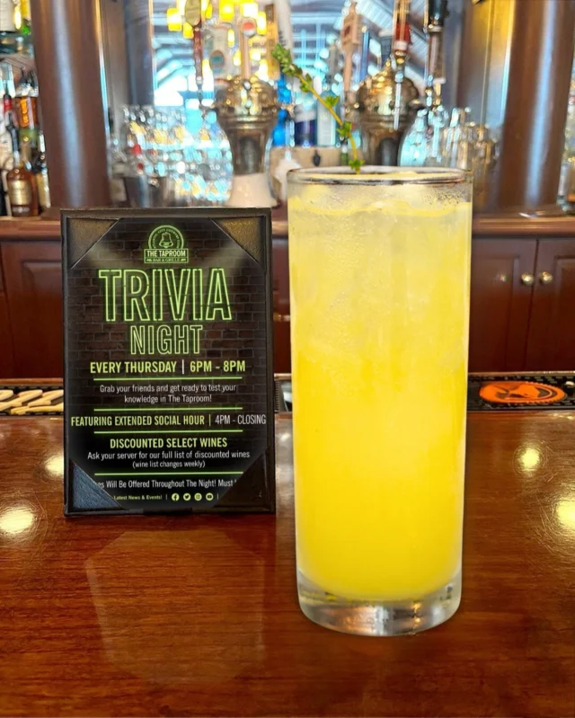 Q: What’s your Thursday night agenda?
A) Sip something cold 🍸
B) Snack on Chef’s specials 🍽️
C) Dominate trivia night 🧠
✔️ Answer: All of the above — only @ The Taproom

Thursday Trivia 6 – 8 PM | Extended Social Hour from 4 PM

#atlanticcity #trivia #njrestaurants #foodie #cocktails #southjersey